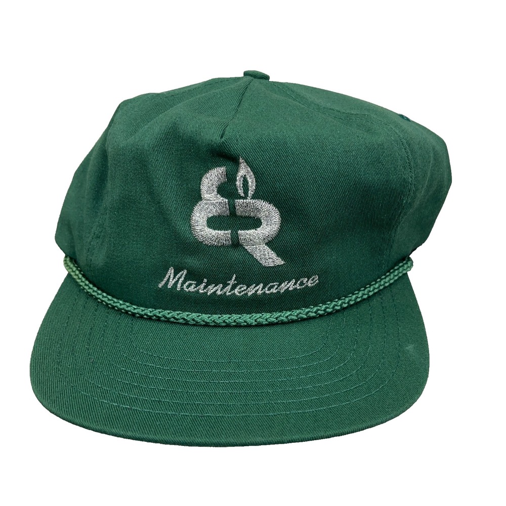 Vintage Elk Run Coal Mine Trucker Hat Cap Rope 90s USA Massey Energy Green CC18